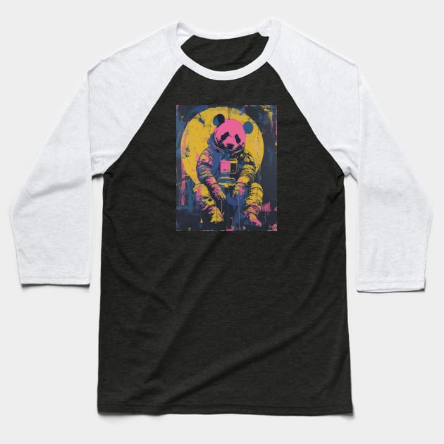 Vintage and vivid panda astronaut portrait Baseball T-Shirt by etherElric